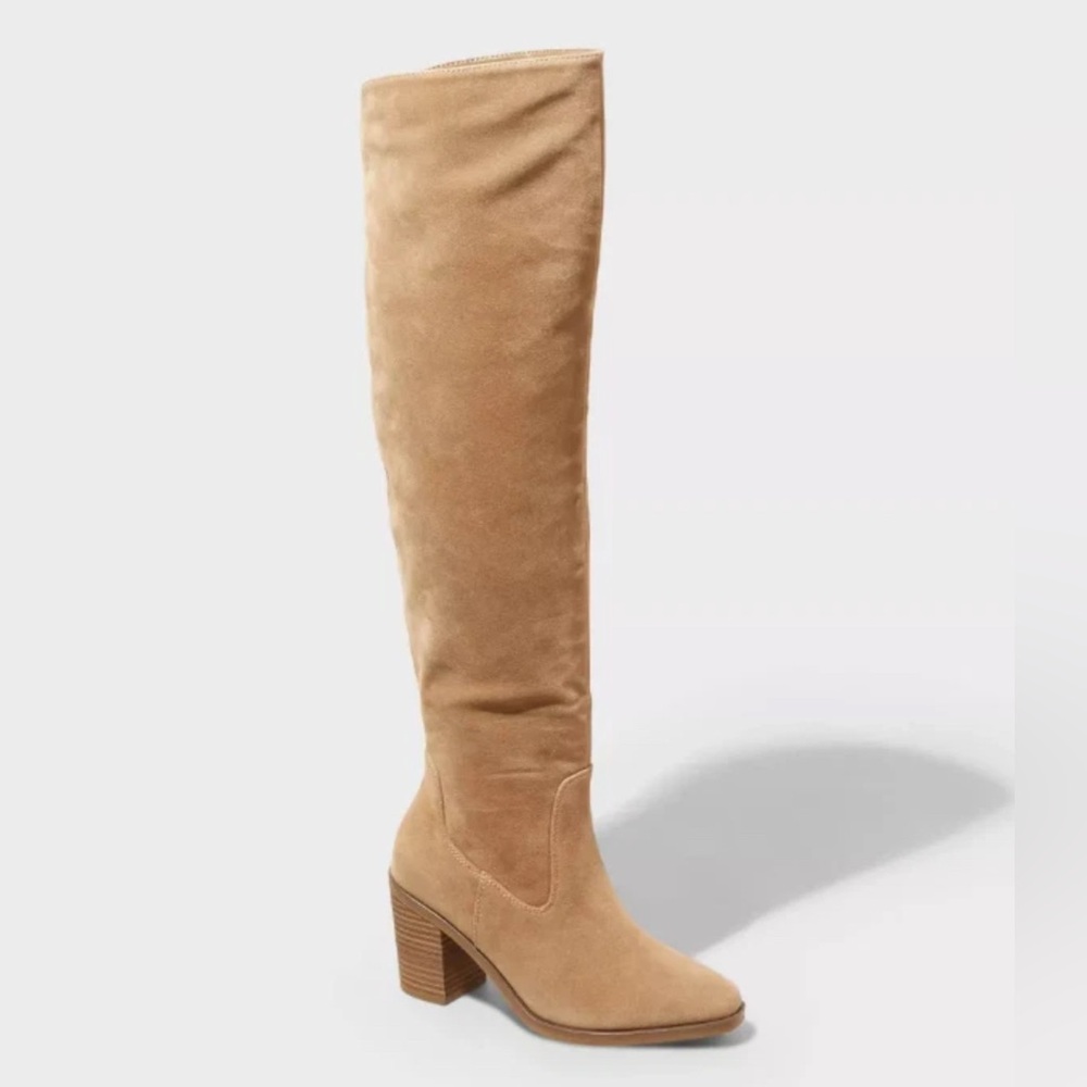 Universal Thread May over the knee scrunch  Tan tall Heeled Boots - Picture 2 of 10